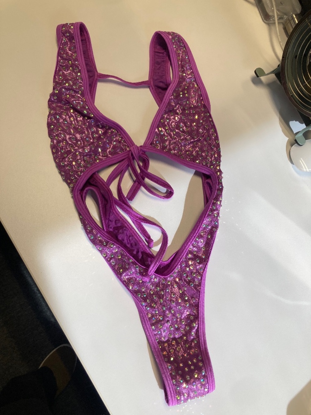 Size Small S gorgeous pink purple pole fit bodysuit sling gorgeous exotic pole